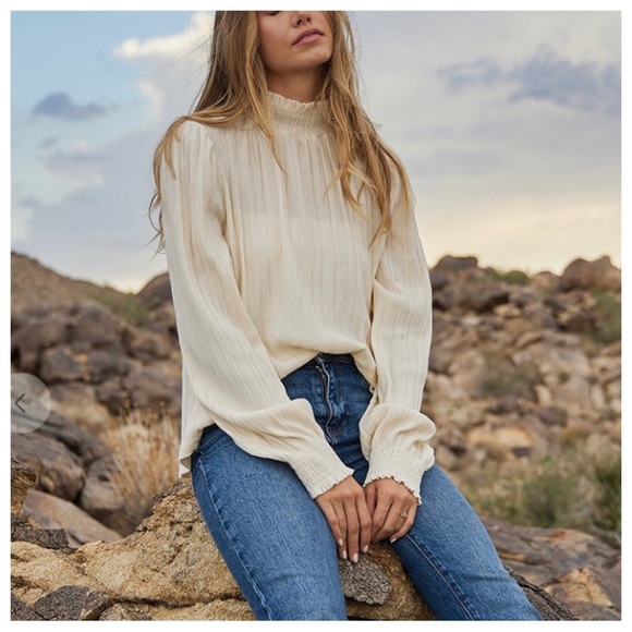 Most Fabulous Smoked Mock Neck Velvet Ribbed Top - Picture 2 of 4